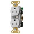 Hubbell Wiring Device-Kellems Straight Blade Devices, Tamper Resistant Duplex Receptacle, Industrial Grade, 15A 125V, 2-Pole 3-Wire Grounding, 5-15R, White HBL5262WTR